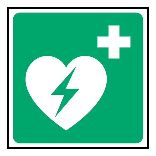 Defibrillator sign sticker - sign, or