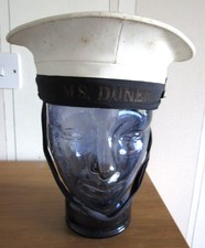RARE M.S. DUNERA VINTAGE NAVY SUMMER ISSUE ‘PORK PIE’ CAP c/w M.S. DUNERA TALLY