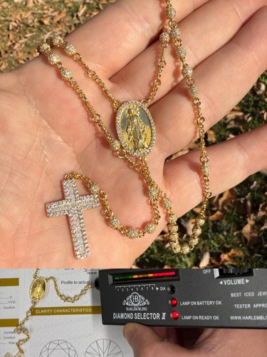 Fully iced moissanite rosary - iced,