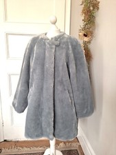 STUNNING! NEW DENNIS by DENNIS BASSO SILVER GREY LUXURY PLUSH FAUX FUR COAT L