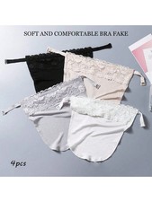 Lady Lace Clip-on Mock Camisole Bra Insert Overlay ModestyPanels for Low Cut Up.