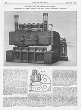 1909 Antique Engineering Print - Hydraulic Plate Shearing Machine