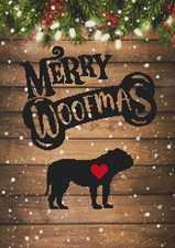 Olde English Bulldog Puppy Dog. Large, Modern Original Christmas Cross Stitch.