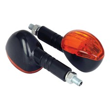 MOTORCYCLE INDICATORS AXE FLEXI STEM PAIR WITH BLACK BODY AND AMBER LENS