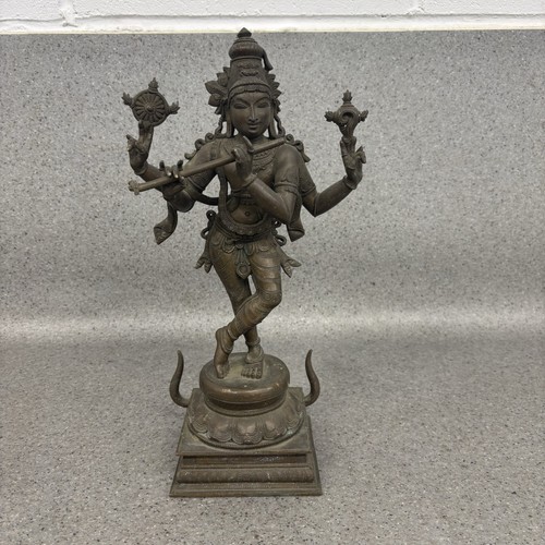 Vtg bronze statue - lord, krishna