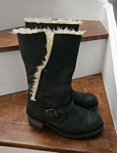 Cat black leather faux fur - cat,