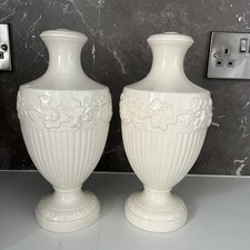 Vintage Cream Wedgwood Table Lamp Base Edme Embossed Grape & Vine