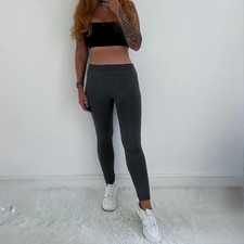 Ladies QED London Grey Stretch Leggings Size Medium, 10-12