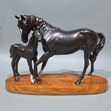 Vintage Beswick Black Beauty & Foal Ceramic Horse Figures