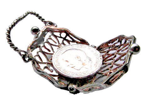 Vintage silver charm a - silver,