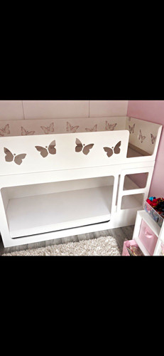 Children white wooden bunk - white,