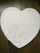 Kirkton house soft pale pink heart shaped faux fur plush girls rug 80x80 cm