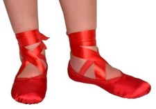 Ballet Shoes with ribbons Satin Ballet Dance shoes Split sole kids Adults Sizes