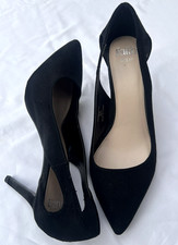Faith Woman’s Black Suede Court Stiletto Shoes,  Wide Fit.  UK 6 (39)