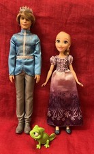 Disney Princess Rapunzel With Pascal Figure & Barbie Fairytale Prince Ken Doll.
