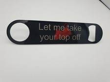 Bar blade bottle opener beer any text photo  customised birthday hen stag dad 7"