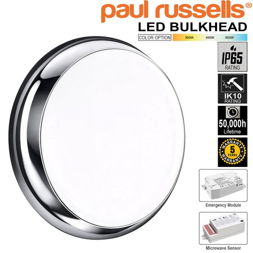 Led bulkhead 3cct chrome bezel - led,