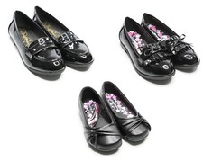 Girls Ladies Dolly Shoes Black  Patent Slip On School Work Footwear UK 13-8