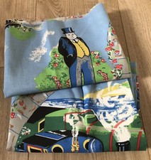 2 small pieces of recycled Thomas The Tank Britt Alcroft fabric 1989