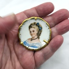 Limoges Porcelain Miniature Portrait Plate with Holder/Stand Lovely Lady