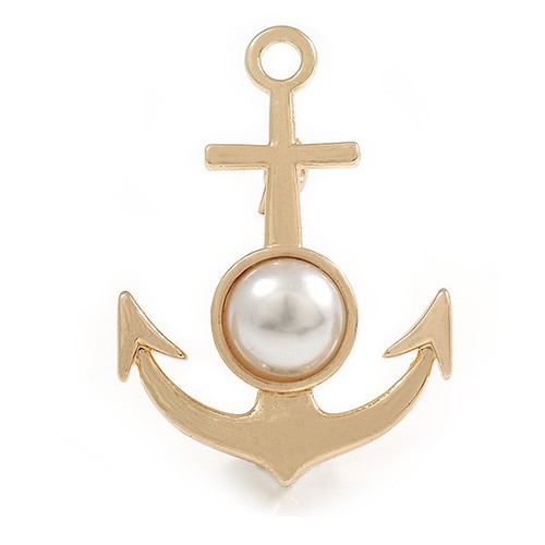 Gold tone anchor brooch with - anchor,