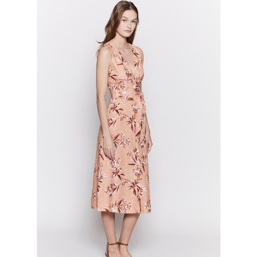 Joie peach floral linen midi - peach,