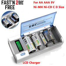 EBL FAST INTELLIGENT SMART Charger for 9V AA/AAA C D Rechargeable Batteries