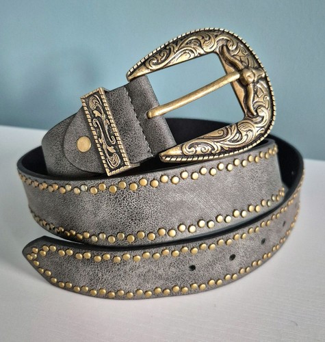 Western cowboy belt black grey - western,
