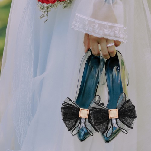 Black bow shoe accessories for - bow,