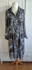 Basque Women's Size 14 Leopard Print Long Sleeve Midi Button Dress
