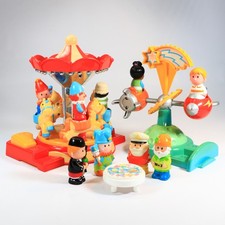 ELC Happyland Funfair Carousel & Rocket Ride Playset with 10 Figures Lot