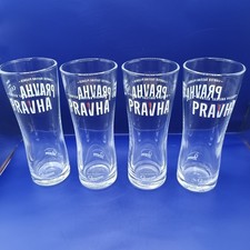 4 X Pravha Branded Half Pint Lager Beer Glasses, Staropramen Home Bar Pub