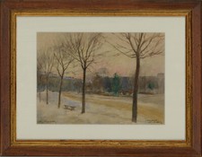 Alberto Micheli Pellegrini (1870-1943) - Watercolour, Milano con la Neve