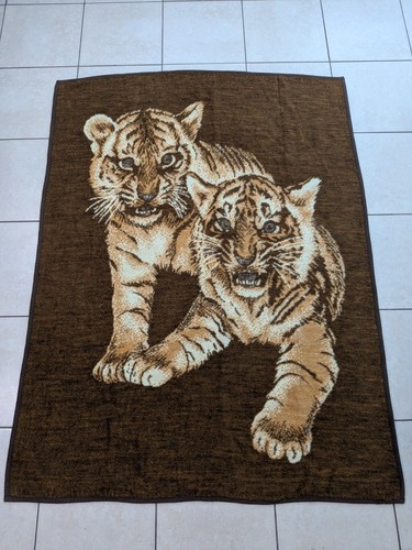 Vintage plush tiger cubs throw - tiger,