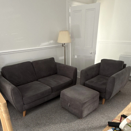 Dfs grey fabric seater - dfs, 2-seater
