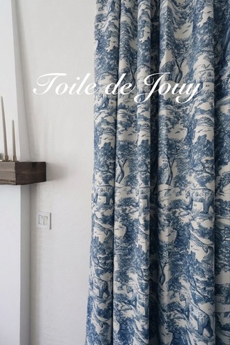 Blue toile curtains french - blue,