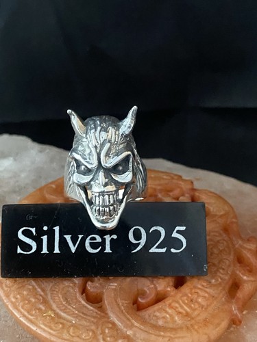 Solid silver large devil head - large,