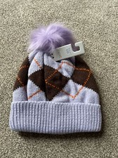 Next Girls Purple Diamond Retro Style Bobble Hat 14-16 Years