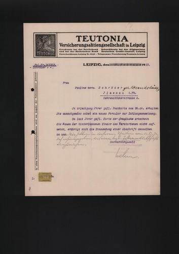 Leipzig letter 1915 - letter, teutonia