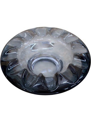 Vintage smoke glass ashtray - glass,
