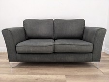 SOFA 2 Seater Charcoal Grey Removable Fabric Cushions Chrome Blade Legs Settee