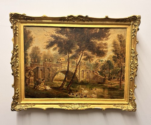 Antique oil board painting - antique,