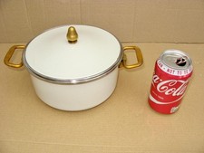Two handled cream enamel - , pan