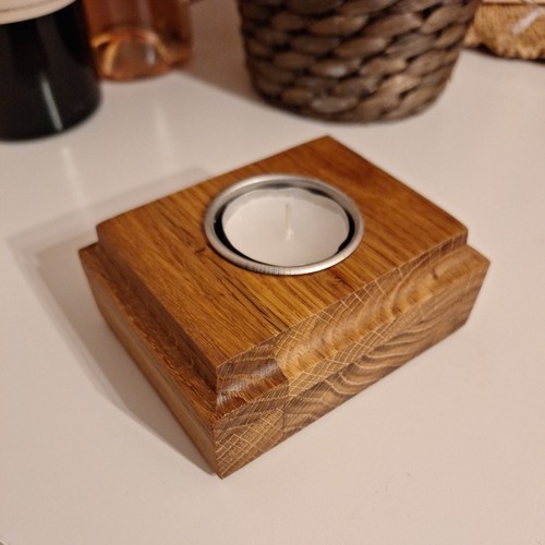 Handmade oak candle tealight - handmade,