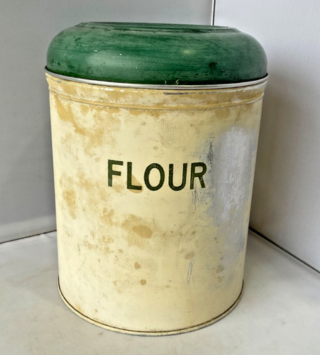 Vintage flour storage tin - vintage,