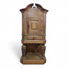 Antique tall rustic oak farmhouse side cupboard / cabinet on stand