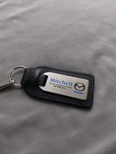 GENUINE MAZDA MAIN DEALER CAR KEY FOB KEY RING LEATHER & METAL