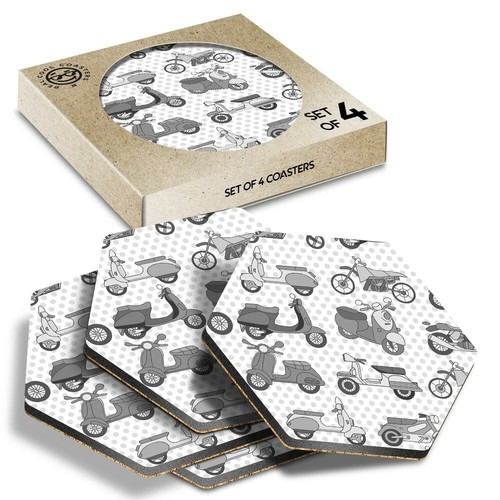 Hexagon coasters bw - hexagon,