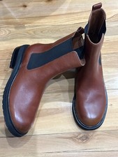 Clarks Tilham Chelsea Ladies Dark Tan Leather Boots Size UK 5.5 £150 RRP