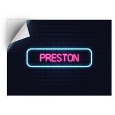 1x Vinyl Sticker Neon Sign Design Preston City England #350232